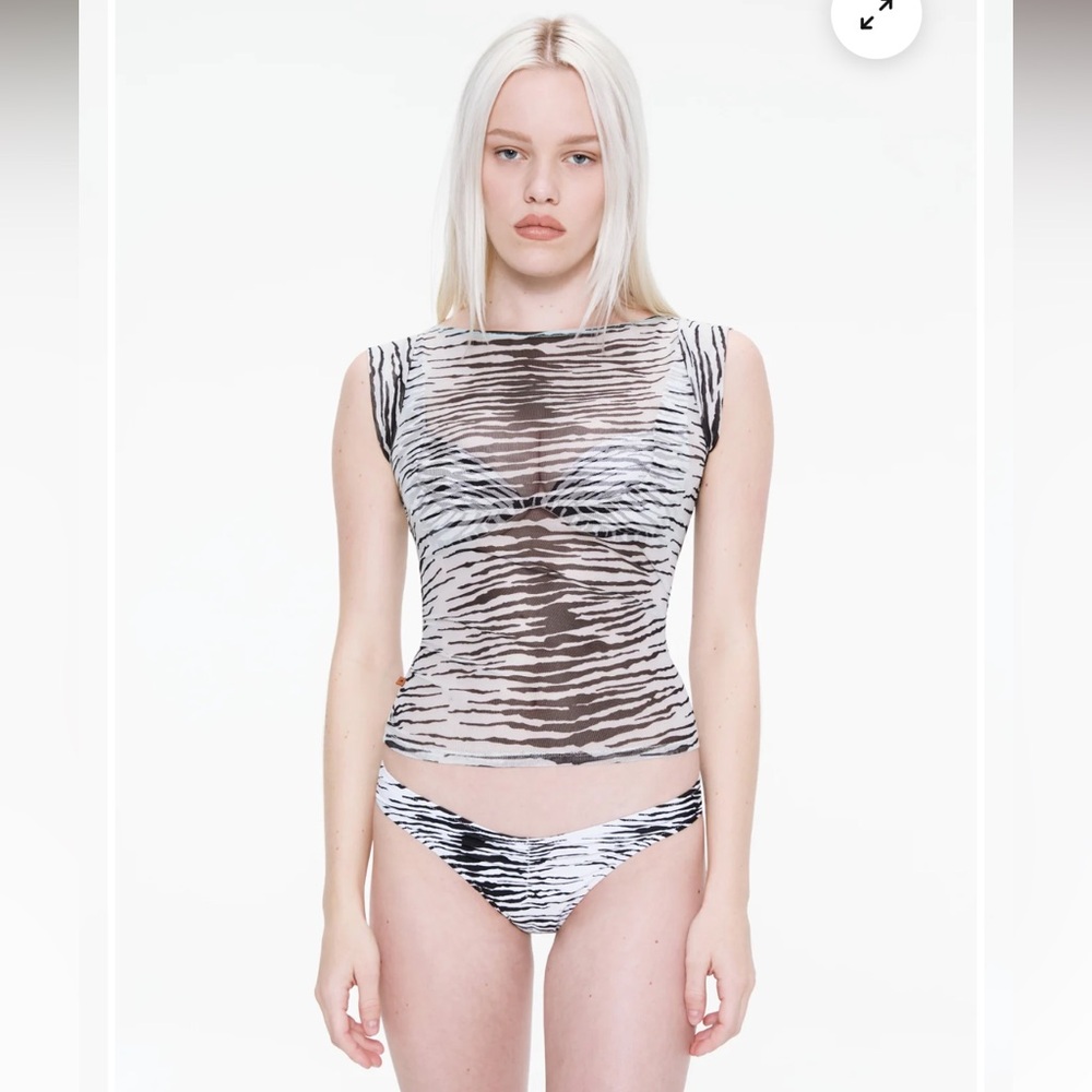 Miaou Lucia Zebra Print Sheer Top